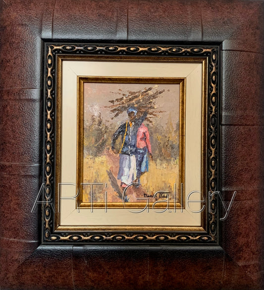 Original South African Art: Daniel Tladi - Collecting Firewood 2